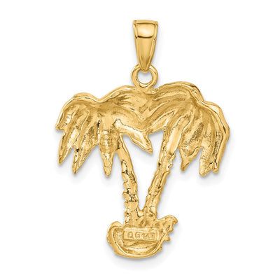 14K Double Palm Trees Pendant, 31 x 22mm