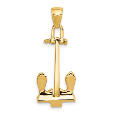 14K 3-D T-Bar Style Anchor Pendant