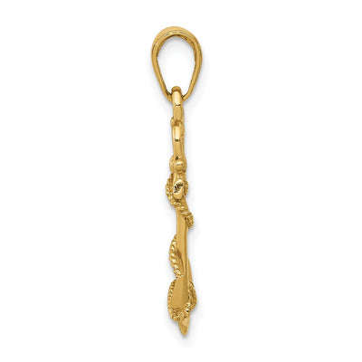 14K 3-D Anchor w/Shackle and Entwined Rope Pendant