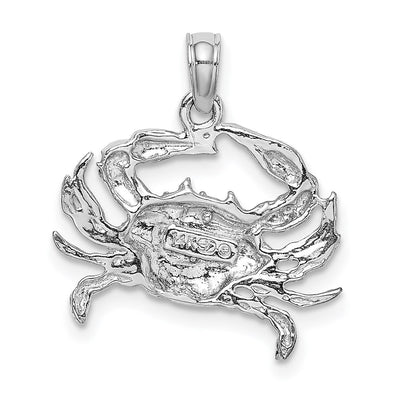 14K White Gold Blue Crab Charm, 20 x 18.1mm