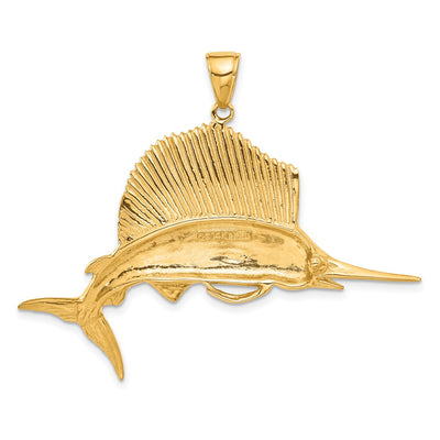 14K Sailfish Pendant, 45 x 55mm