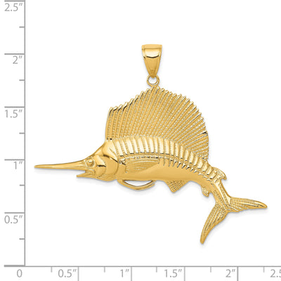 14K Sailfish Pendant, 45 x 55mm
