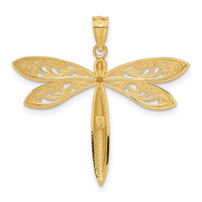 14K with Rhodium Dragonfly Pendant