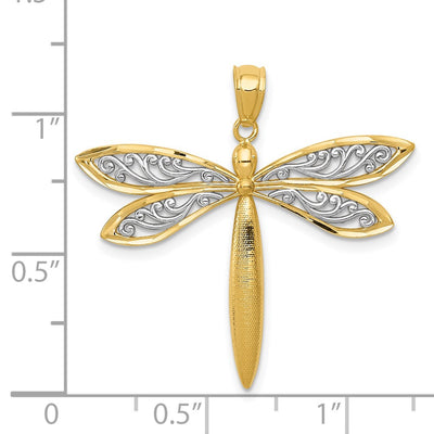 14K with Rhodium Dragonfly Pendant