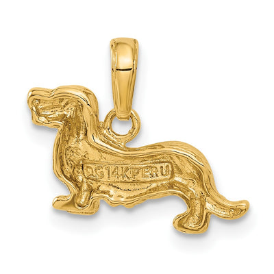 14K Long-Haired Dachshund Dog Pendant