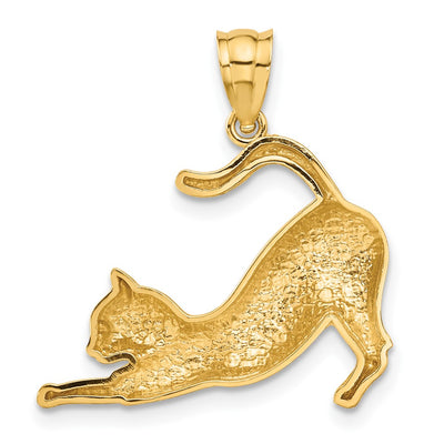 14K Stretching Cat Pendant