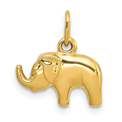 14K Elephant Charm, 15 x 13mm