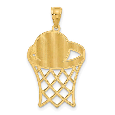 14K Basketball in Hoop Diamond Cut Pendant