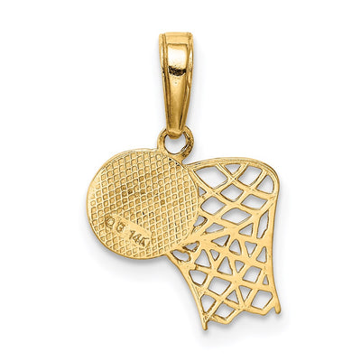 14K Basketball Hoop and Ball Pendant
