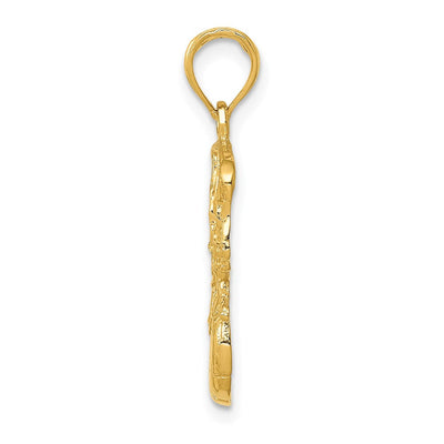 14K Swoosh Basketball and Net Pendant, 26 x 16mm