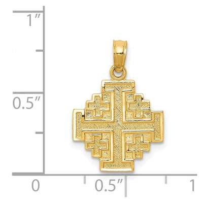 14K Jerusalem Cross Pendant, 20 x 15mm
