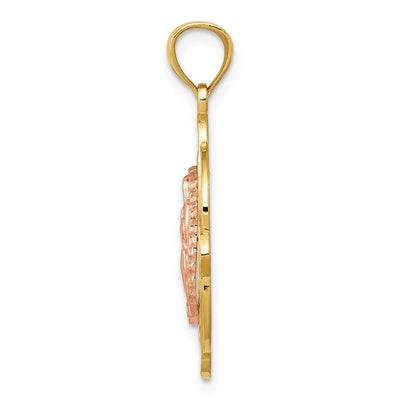 14K Two-tone Rose Virgin Mary Pendant