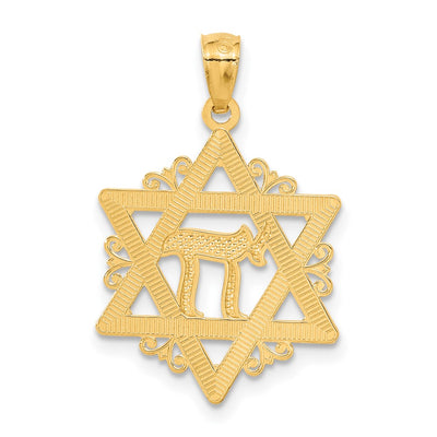 14K w/Rhodium Star of David Pendant