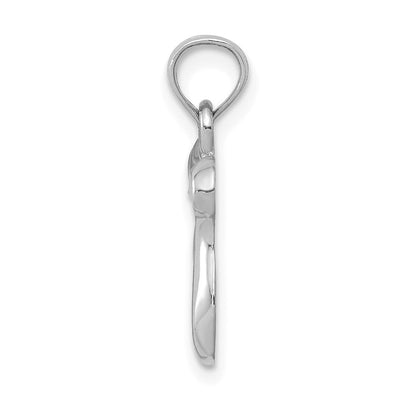 14K White Gold Chai Pendant, 18 x 13mm