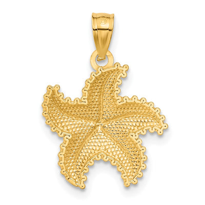 14K Diamond-Cut Starfish Pendant, 22 x 15mm