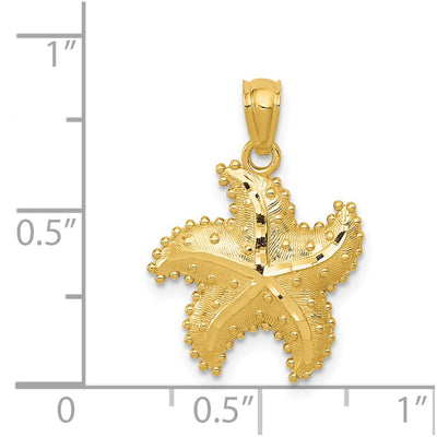 14K Diamond-Cut Starfish Pendant, 22 x 15mm