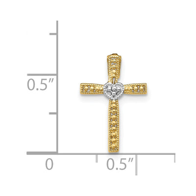 14K w/Rhodium Cross Pendant, 17 x 11mm