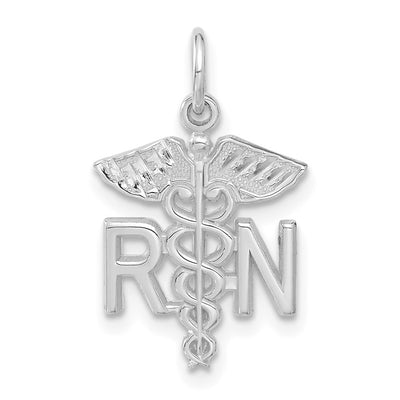 14K White Gold RN Nurse Charm