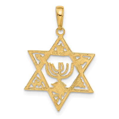 14K Star of David w/Menorah Pendant