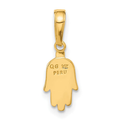 14K Small Solid Hamsa Pendant