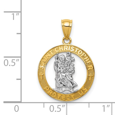 14K w/Rhodium St Christopher Pendant, 23.7 x 16.5mm