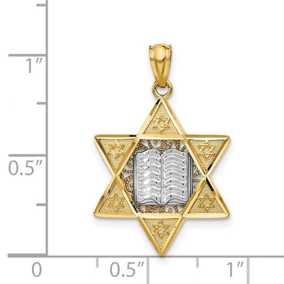 14K Two-tone Star of David Pendant, 22 x 17mm