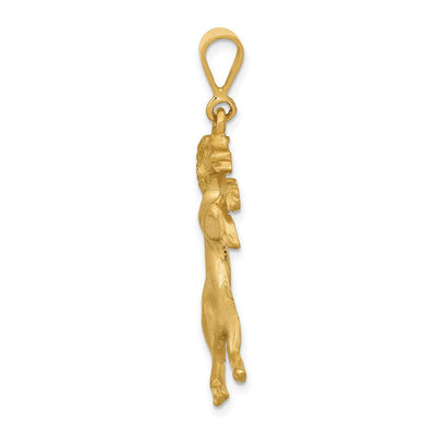 14K Satin Diamond-cut Aries Zodiac Charm, 40 x 16mm