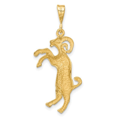 14K Satin Diamond-cut Aries Zodiac Charm, 40 x 16mm