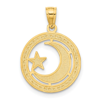 14K w/Rhodium Star & Moon Pendant