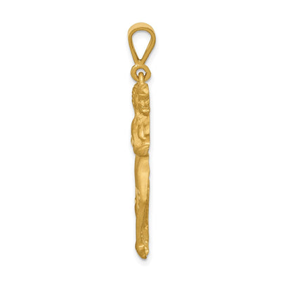 14K Satin Diamond-cut Gemini Zodiac Charm, 40 x 14mm