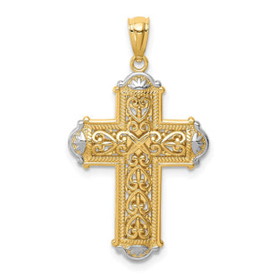 14K White Rhodium D/C Reversible Cross Pendant (Style C4699)