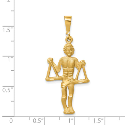 14K Satin Diamond-cut Libra Zodiac Charm, 42 x 18mm