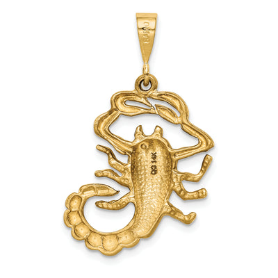 14K Satin Diamond-cut Scorpio Zodiac Charm, 33 x 20mm