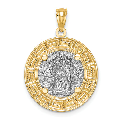 14K w/ Rhodium St. Christopher Medal, 24.8 x 18mm