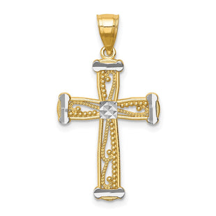 14k w/Rhodium Cross Pendant (Style C4758)