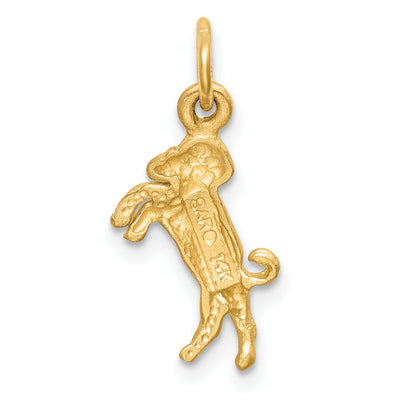 14K Satin Diamond-cut Aries Zodiac Charm, 20 x 10mm