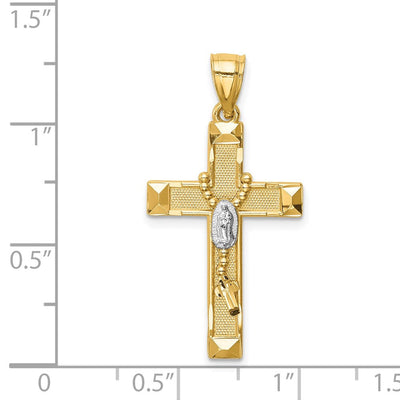 14K w/Rhodium Cross w/Rosary Pendant, 32.37 x 16.5mm