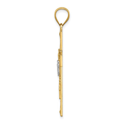 14K w/Rhodium Cross w/Rosary Pendant, 32.8 x 23.85mm