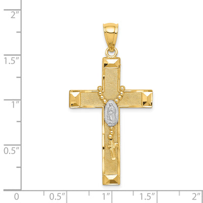 14K w/Rhodium Cross w/Rosary Pendant, 32.8 x 23.85mm