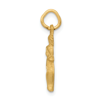 14K Satin Diamond-cut Gemini Zodiac Charm, 20 x 7mm