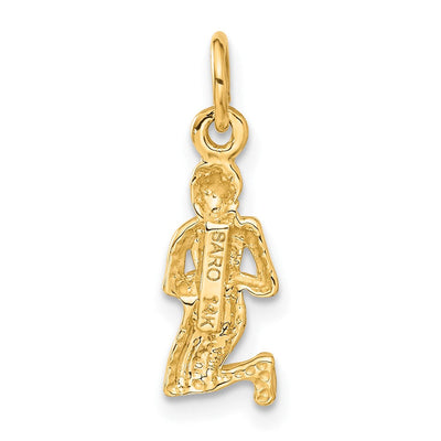 14K Satin Diamond-cut Virgo Zodiac Charm, 22 x 6.5mm