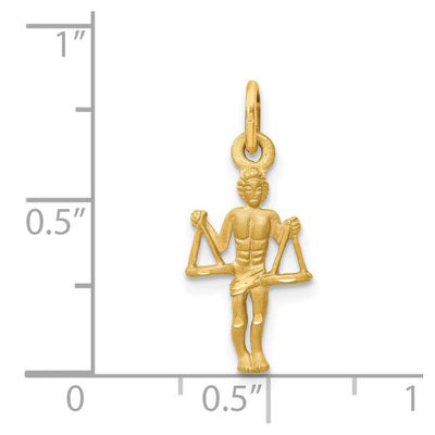 14K Satin Diamond-cut Libra Zodiac Charm, 22 x 9mm