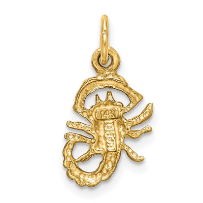 14K Satin Diamond-cut Scorpio Zodiac Charm, 19 x 10mm