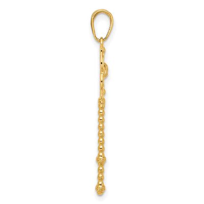 14K and White Rhodium D/C Floral Key Pendant