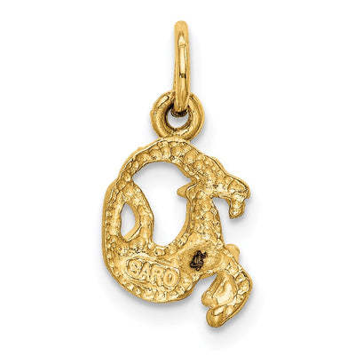 14K Satin Diamond-cut Capricorn Zodiac Charm, 18 x 9mm