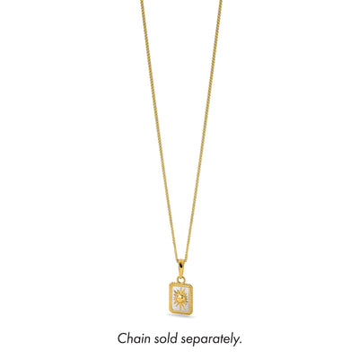 14K and White Rhodium Sun in Frame Pendant