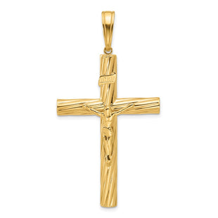 14K Polished and Textured Crucifix Pendant (Style C4964)