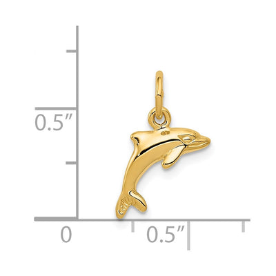 14K Dolphin Pendant, 15 x 13mm