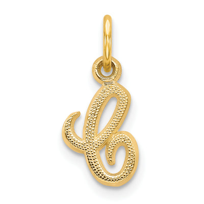 14Ky Script Letter Initial Charm, 13.35 x 8.58mm