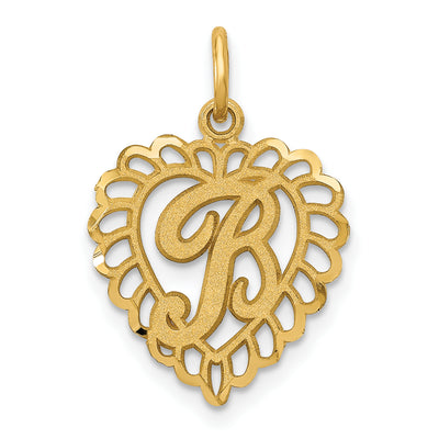 14K Heart Letter Charm